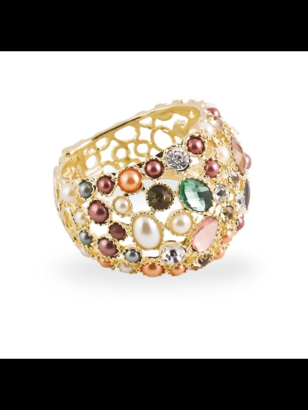 Gold Multi-Stone Filigree Dome Ring - Women